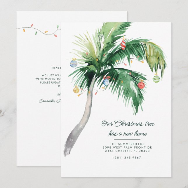 Faire-part Palm Tree Christmas Holiday Moving Nouvelle adress (Devant / Derrière)