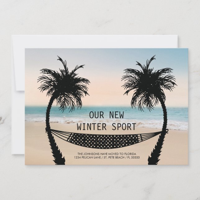 Faire-part Palmiers et hamac sur Floride Beach Moving (Devant)