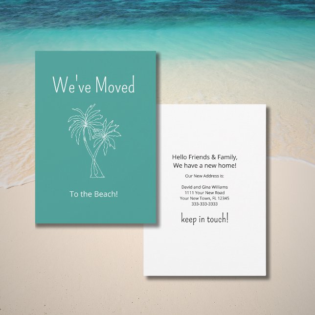 Faire-part Palmiers tropicaux Nous avons Déménagé Turquoise V (Créateur téléchargé)