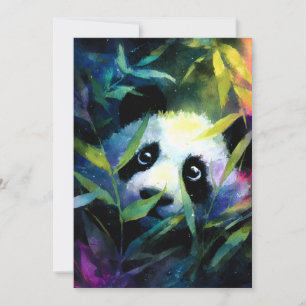 Faire-part Panda Peeking Bamboo Aquarelle