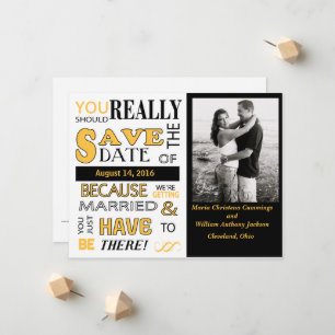 Faire-part Panneau Enregistrer La Date (Jaune)
