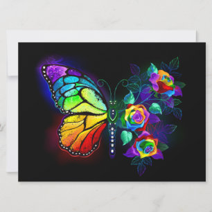 Faire-part Papillon arc-en-ciel