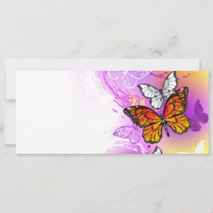 Faire-part Papillons Monarque sur Arrière - plan pourpre