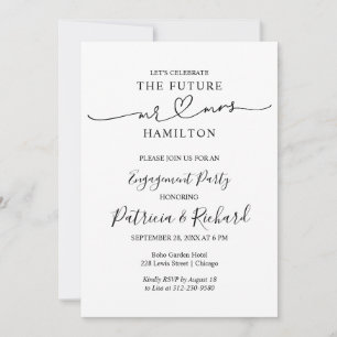 Faire-part Partie d'engagement en calligraphie noir et blanc