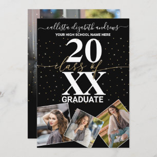 Faire-part Parties scintillant d'or Confetti Classe de Gradua