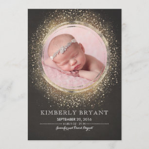 Faire-part Parties scintillant d'or Confetti Foil Frame Baby 