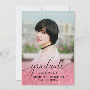 Faire-part Parties scintillant rose moderne Ombre Girly Photo