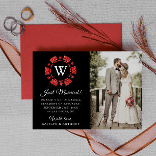 Faire-part Parties scintillant rouge Monogram Poker Chip Casi