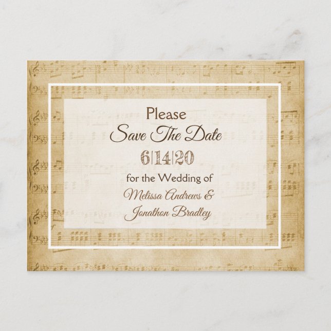 Faire-part Partition Enregistrer la date Carte postale (Devant)