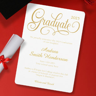 Faire-part Pas de photo Elegant Typographie Graduation