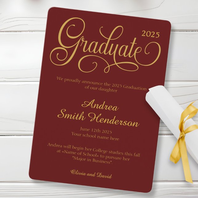 Faire-part Pas de photo Elegant Typographie Graduation (Créateur téléchargé)
