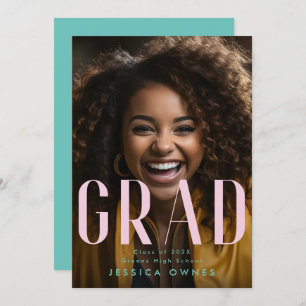 Faire-part Pastel Pink Sea Green High School Class 2024 Photo