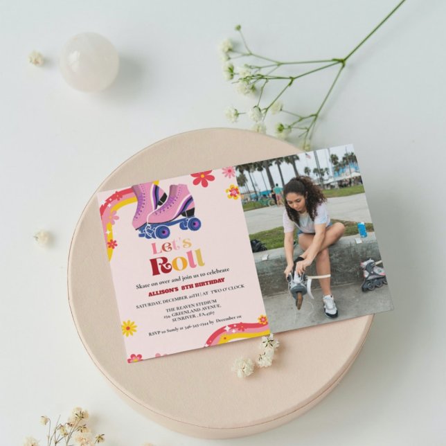 Faire-part Patinage sur glace Retro super Anniversaire Let's  (Créateur téléchargé)