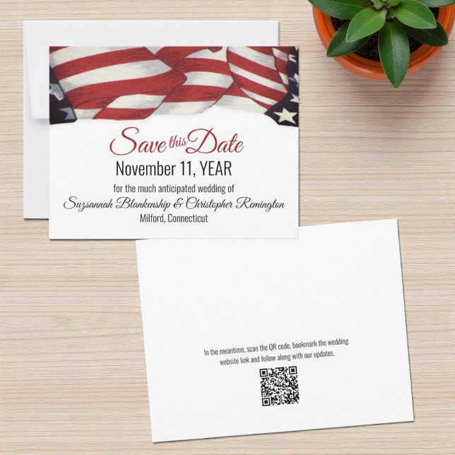 Faire-part Patriotic Bunting Photo personnalisée Retour Sauve (Print version save the date template)