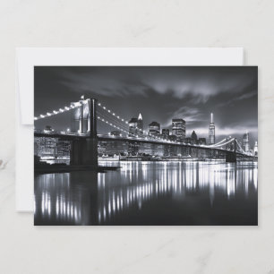 Faire-part Paysage de New York Pont de Brooklyn Monochrome Nu