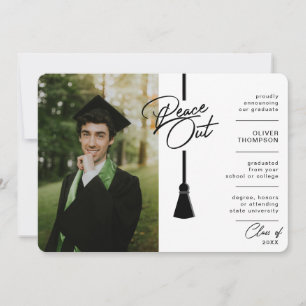 Faire-part Peace Out Black Tassel Covid Photo Graduation