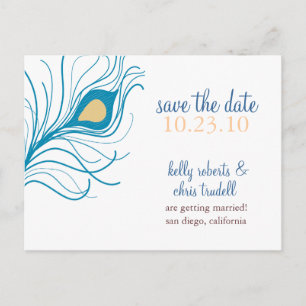 Faire-part Peacock Feather Enregistrer la date carte postale 