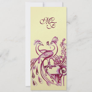 Faire-part PEACOCKS DANS L'AMOUR MONOGRAM or rose rouge