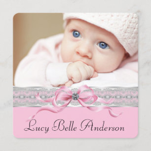 Faire-part Pearls Pink Baby Girl Annonces de naissance