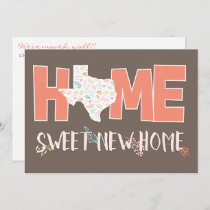 Faire-part Pêche & Brown Home, Sweet New Home - Texas