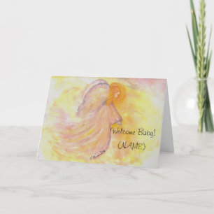 Faire-part Peinture rose d'ange de bébé