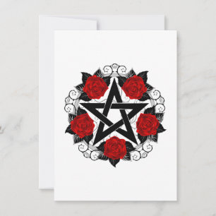 Faire-part Pentagramme aux roses rouges