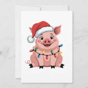 Faire-part Père Noël de Noël pour cochon Chapeau de Noël Vaca