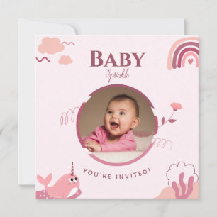 Faire-part personnalisable Baby Sprinkle à motif f