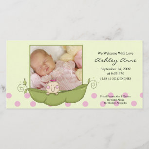Faire-part Petit Pois doux bébé fille Annouement de naissance