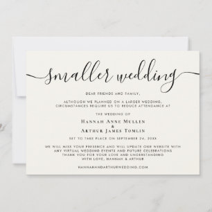 Faire-part Petit Script de Mariage Réduit Crème