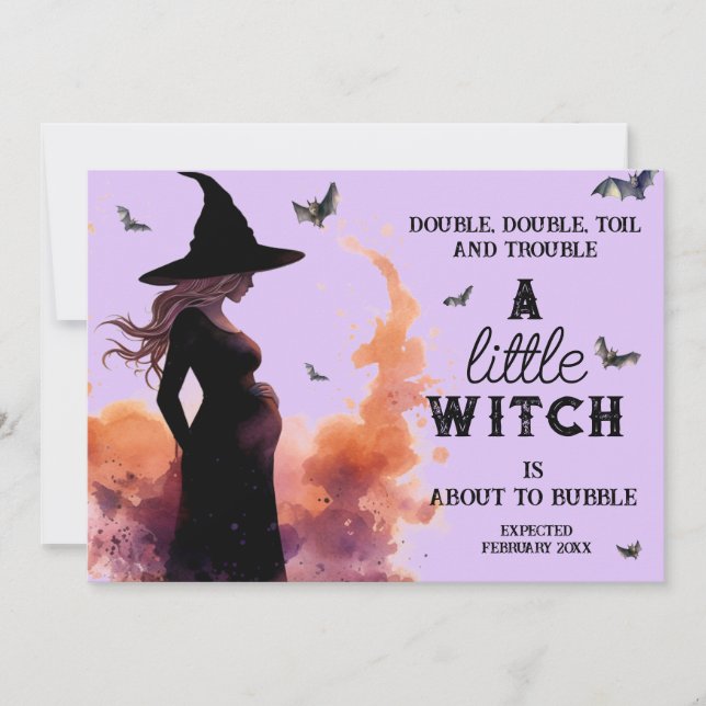 Faire-part Petite sorcière Halloween Photo personnalisée Gros (Devant)