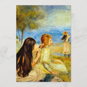 Faire-part Petites filles bord de mer belle peinture Renoir