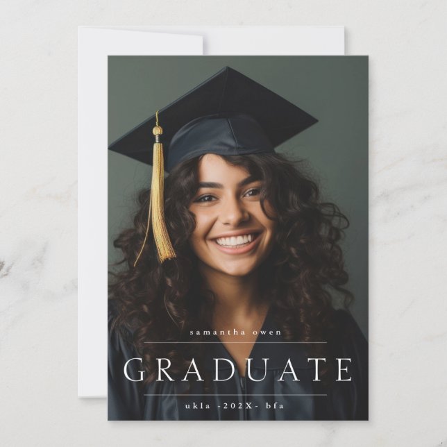 Faire-part photo à fond moderne formelle Université (Devant)