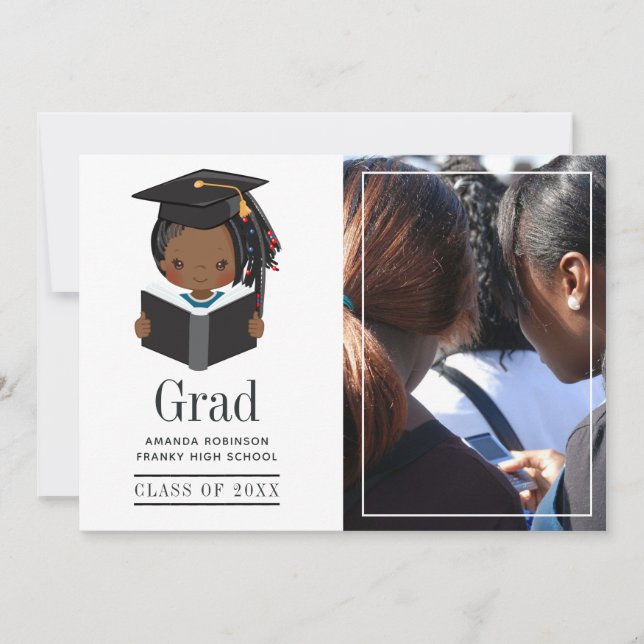Faire-part Photo Africaine Américaine de Graduation (Devant)