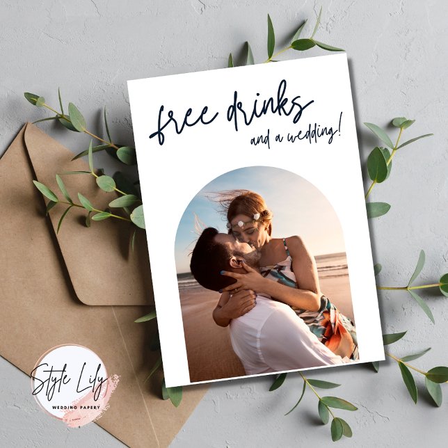 Faire-part Photo Arch moderne Boissons gratuites Enregistrer  (Créateur téléchargé)