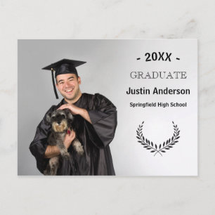 Faire-part Photo avec branches de laurier - Carte postale de