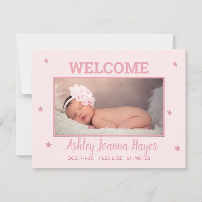 Faire-part photo bébé - Bienvenue Baby Girl Card (Devant)