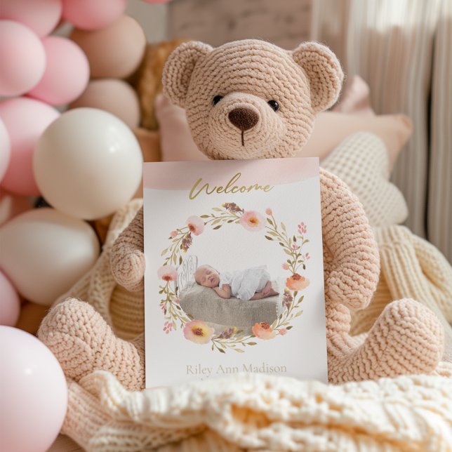 Faire-part Photo bébé Flore moderne tendance Naissance (Créateur téléchargé)