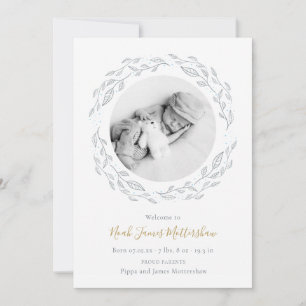 Faire-part Photo Bébé simple Botanique Garland Boy Birth