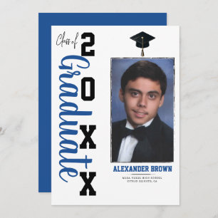 Faire-part photo Blue & Black Graduation