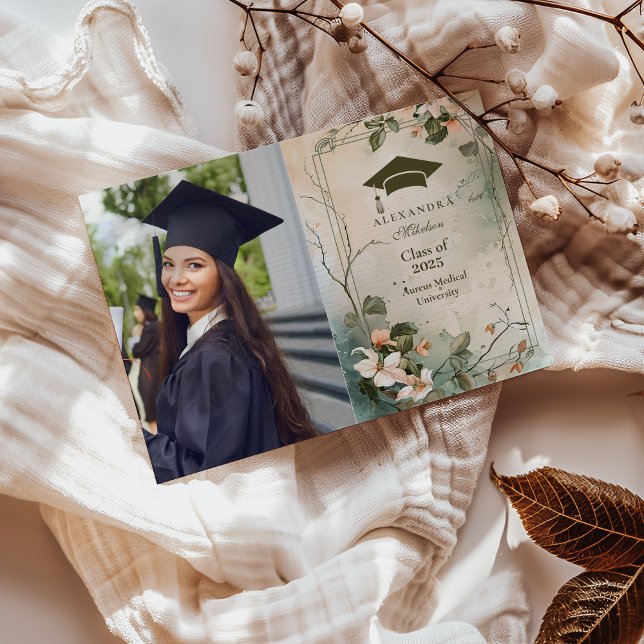 Faire-part Photo Boho Fleur sauvage Graduation Party (Créateur téléchargé)