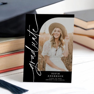 Faire-part Photo chic noir et blanc Arch Script