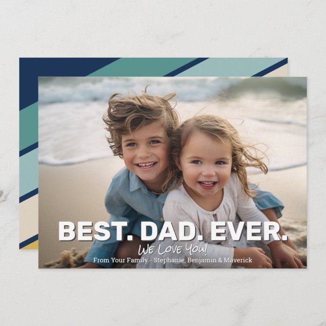 Faire-part Photo complète avec Best Papa Ever - Salutation Wh (Devant / Derrière)
