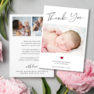 Faire-part photo de bébé merci simple script photo naissance