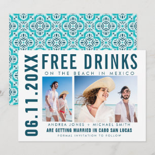 Faire-part Photo de Boissons Gratuites Mariage sur la Plage a