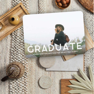 Faire-part photo de fin d'études clairement indiqu