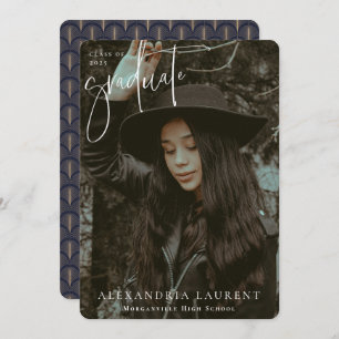 Faire-part Photo de Graduation de Portrait par script blanc