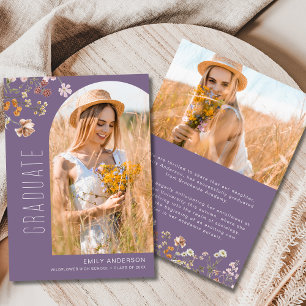 Faire-part photo de graduation Fleur sauvage viole