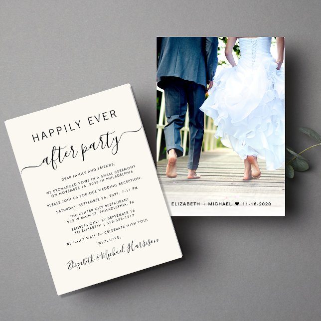 Faire-part Photo de mariage de réception Happily Ever After (Créateur téléchargé)