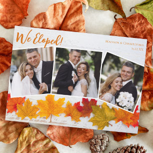 Faire-part Photo de mariage de Thanksgiving avec feuille d'au